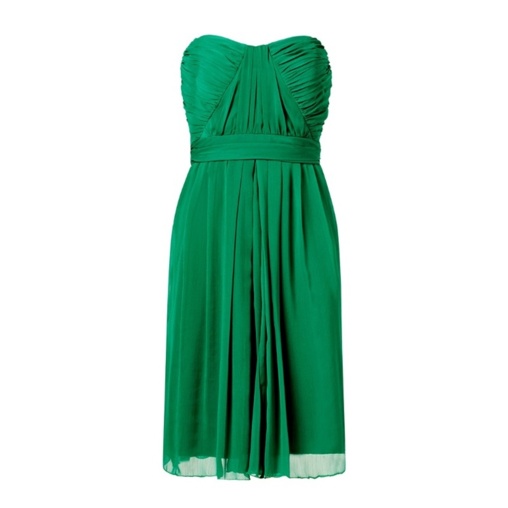 Badgley Mischka Green Chiffon Strapless Dress EUC